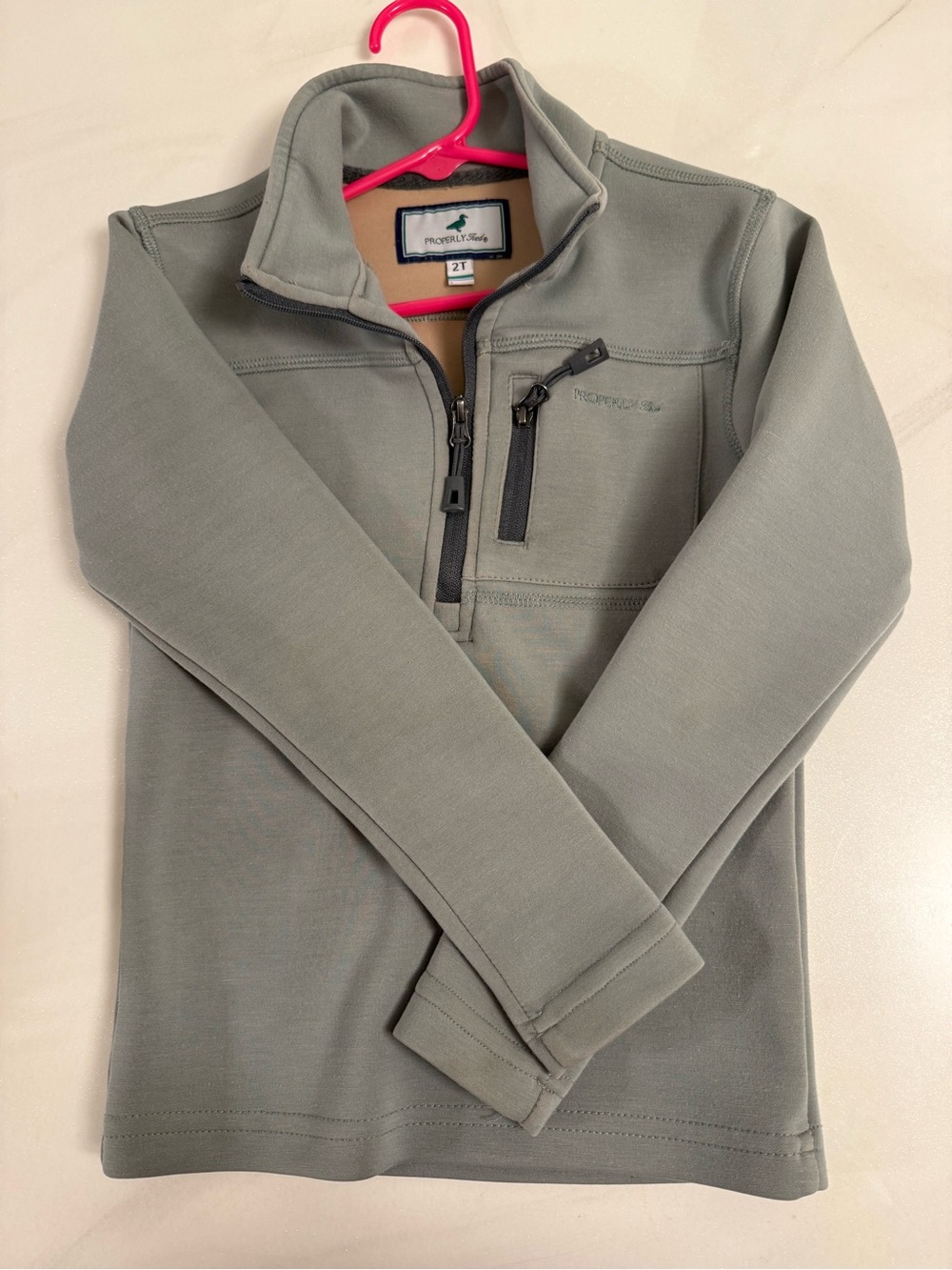 Properly Styled Kids' Olive Half-Zip Pullover Jacket